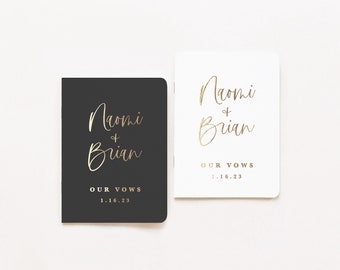 Wedding Vow Books | Set of 2 | Personalized Gold Foil | Our Vows | His Her Vow Book | Sage Boho Wedding | Design: Simple Minimalist