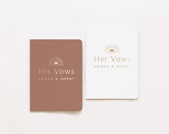 Wedding Vow Books | Set of 2 | Personalized Gold Foil | Our Vows | His Her Vow Book | Terracotta Boho Wedding | Design: Sedona
