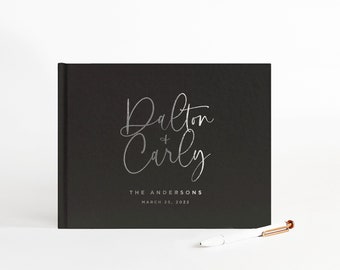 Wedding Guest Book | Real Gold Foil | Hardcover Landscape Guestbook | Photo Booth Ideas | Album Wedding | Design: Modern Style