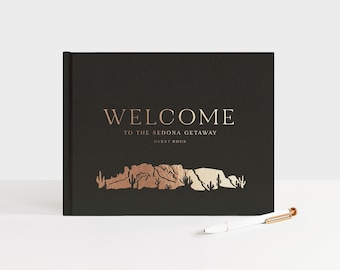 Vacation Rental Guest Book | Sedona Sign In Book | Cactus Guestbook Arizona, Nevada, Utah, California | Airbnb, VRBO, Inn | Design: Desert