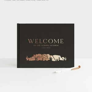 Welcome! Custom AirBNB Guestbook, Retro Boho, Personalized Wood Guest –  Sunny & Clear