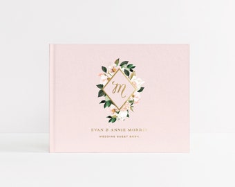 Wedding Guest Book | Wedding Photo Booth Ideas | Guestbook Monogram | Wedding Album with Real Foil | Wedding Album | Design: Floral Diamond