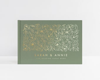 Wedding Guest Book | Landscape Wedding Guestbook | Hardcover with Real Foil | Instant Photo | Wedding Sign In | Design: Floral Elegance