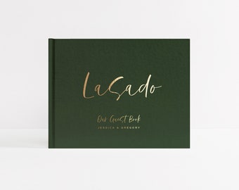 Wedding Guest Book | Real Gold Foil | Hardcover Landscape Guestbook | Photo Booth Ideas | Album Wedding | Design: Cute Modern