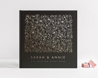 Wedding Guest Book | Real Foil Guestbook | Hardcover Album for Wedding | Guest Sign In | Guest Book Alternative | Design: Floral Elegance