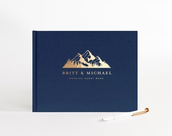 Wedding Guest Book | Rustic Wedding | Colorado, Montana, Utah, Washington | Mountain Photo Booth | Gold Foil | Design: Mountain Modern