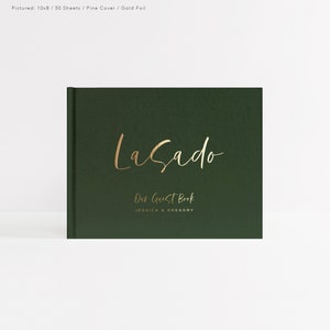 Wedding Guest Book | Real Gold Foil | Hardcover Landscape Guestbook | Photo Booth Ideas | Album Wedding | Design: Cute Modern