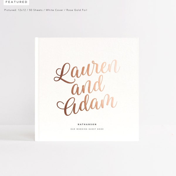 Wedding Guest Book | Real Gold Foil | Hardcover Landscape Guestbook | Photo Booth Ideas | Modern Album Wedding | Design: Classic Romance
