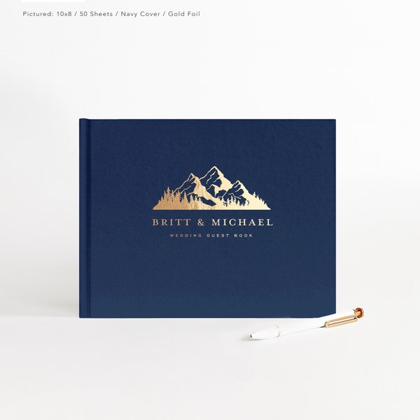 Wedding Guest Book | Rustic Wedding | Colorado, Montana, Utah, Washington | Mountain Photo Booth | Gold Foil | Design: Mountain Modern