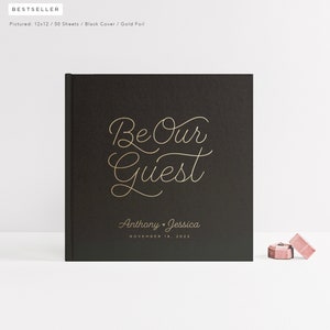 Wedding Guest Book | Formal Wedding Hardcover Guestbook with Real Foil | Personalized Gold Foil | Disney Wedding | Design: Be Our Guest