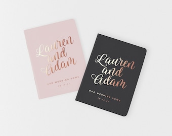 Wedding Vow Books | Set of 2 | Our Vows | Marriage Vow Booklets | Handwritten Vows | His Her Vows | Rose Gold Foil | Design: Classic Romance