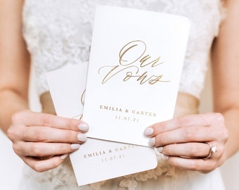 Wedding Vow Books | Set of 2 | Personalized Gold Foil | Our Vows | Marriage Booklet Set | Black Tie | Formal Wedding | Design: Fine Art