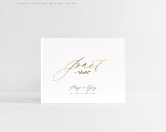 Wedding Guest Book | Photo Booth Album | Guestbook Hardcover | Gold Foil | White Guest Book | Wedding Sign In Book | Design: French Elegance