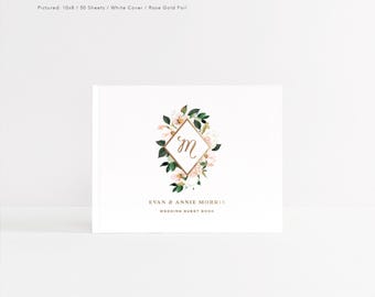 Wedding Guest Book | Wedding Photo Booth Ideas | Guestbook Monogram | Wedding Album with Real Foil | Wedding Album | Design: Floral Diamond