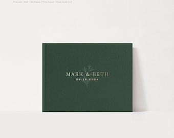 Wedding Guest Book |  Gift Idea | Album for Party | Sign In Book | Wedding Reception | Guestbook Foil | Minimalist Simple | Design: Greenery