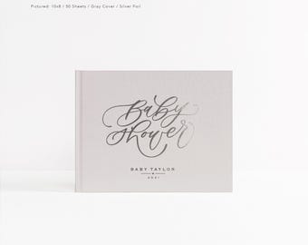 Baby Shower Guest Book | Gray Album Silver Foil | It's a Girl or Boy | Photo Booth Album | Mama To Be | New Mom | Design: Baby Shower