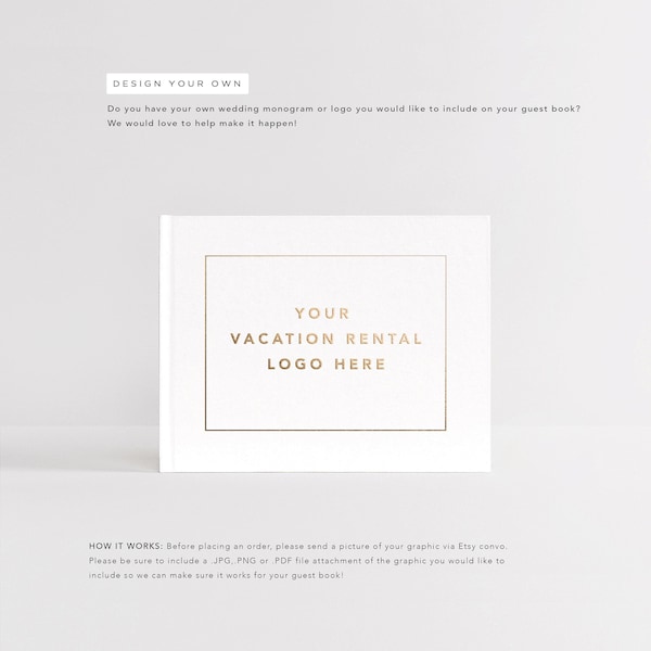 Custom Guest Book | Your Vacation Rental Logo Here | Custom Air BnB VRBO Guestbook | Business Logo | Photo Album | Design: Your Design Here