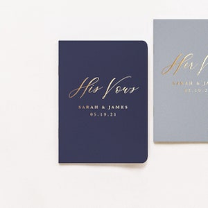 Wedding Vow Books Set of 2 His and Hers Vow Booklets Gold Foil Our Vows Personalized Foil Vow Books Design: French Elegance image 2