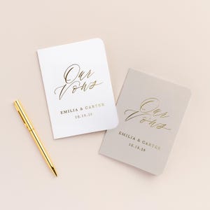 Wedding Vow Books | Set of 2 | Personalized Silver Foil | Our Vows | His Her Vow Book | Dusty Blue Wedding | Design: Fine Art