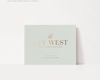 Vacation Rental Guest Book | Custom Theme Hotel Sign In Book | Tropical Seaside Florida | Housewarming Gift | Airbnb, VRBO | Design: Icon
