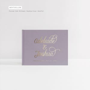 Wedding Guest Book | Hardcover Guestbook with Foil | Purple Photo Booth Album | Rose Gold Foil | Wedding Sign In | Design: Romantic Elegance