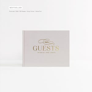 Wedding Guest Book | Gray and Gold Wedding Signature Book | Gold Foil | Neutral Wedding Album | Custom Photo Booth Book | Design: Our Guests