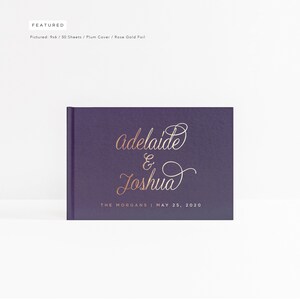 Wedding Guest Book | Personalized Wedding Photo Booth Book | Guest Sign In Book | Hardcover with Rose Gold Foil | Design: Romantic Elegance