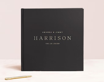 Wedding Guest Book Neutral Guestbook Album for Wedding Sign In Book Guestbook Gold Rosegold Silver Foil Minimalist | Design: Chic Simplicity