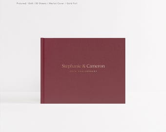 Anniversary Guest Book | Gold Foil Guestbook | Sign In Album | Anniversary Book | Foil and Lined Pages | Design: Simple Modern