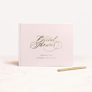 Bridal Shower Guest Book Blush Album Gold Foil Future Wife To Be Bachelorette Photo Booth Wedding Shower | Design: Bridal Shower