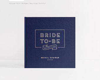 Bridal Shower Guest Book | Navy Photo Album Gold Foil | Bachelorette Photo Booth Album | Customizable Wedding Shower | Design: Bride to Be