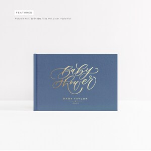 Baby Shower Guest Book | Blue Album Gold Foil | It&#39;s a Girl or Boy | Photo Booth Album | Mama To Be | New Mom | Design: Baby Shower