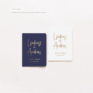 Wedding Vow Books | Set of 2 | Personalized Gold Foil | Our Vows | His Her Vow Book | Navy Wedding | Design: Handwritten