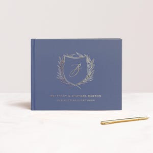 Wedding Guest Book, | Real Foil Guestbook | Wedding Shower Ideas | Photo Booth Book | Wedding Guest Sign In Album | Design: Crest Monogram
