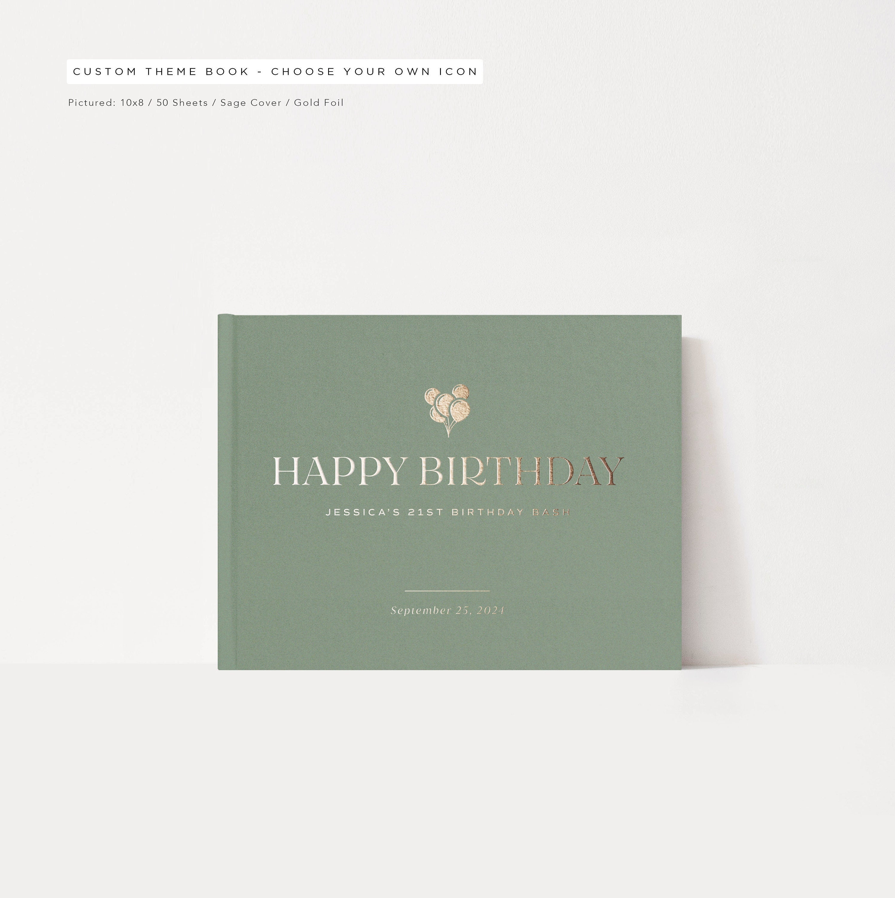 Birthday Guest Book Minimalist ay Book Real Gold Foil Etsy