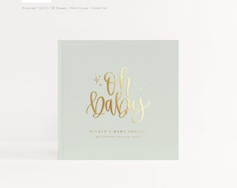 Baby Shower Guest Book | Mint Green Album Gold Foil | It's a Girl or Boy | Photo Booth Album | Mama To Be | New Mom | Design: Oh Baby