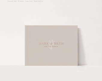 Wedding Guest Book |  Gift Idea | Album for Party | Sign In Book | Wedding Reception | Guestbook Foil | Minimalist Simple | Design: Greenery