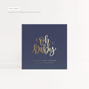 Baby Shower Guest Book | Blue Album Gold Foil | It&#39;s a Girl or Boy | Photo Booth Album | Mama To Be | New Mom | Design: Oh Baby