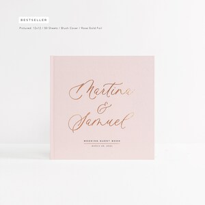 Wedding Guest Book Wedding Guestbook Rose Gold Foil Guest Book Personalized Hardcover Guest Book Photo Guest Book | Design: Calligraphy