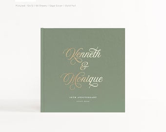 Anniversary Guest Book | Gold Foil Guestbook | Sign In Album | Anniversary Book | Foil and Lined Pages | Design: Formal Anniversary