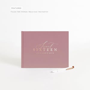 Sweet 16 Guest Book | Birthday Sixteen Book | Real Gold Foil Guestbook | Personalized Hardcover Photo Booth Album | Design: Sweet Sixteen