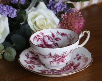 NEW Country Chic Tea Cup and Saucer Pink /& Lavender Peony Tea Cup /& Saucer