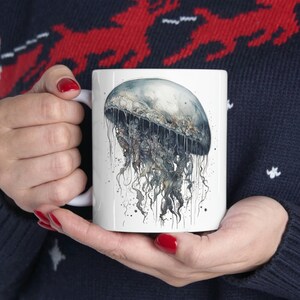 Surreal Jellyfish Art Coffee Mug - Ocean Creature Ceramic Mug