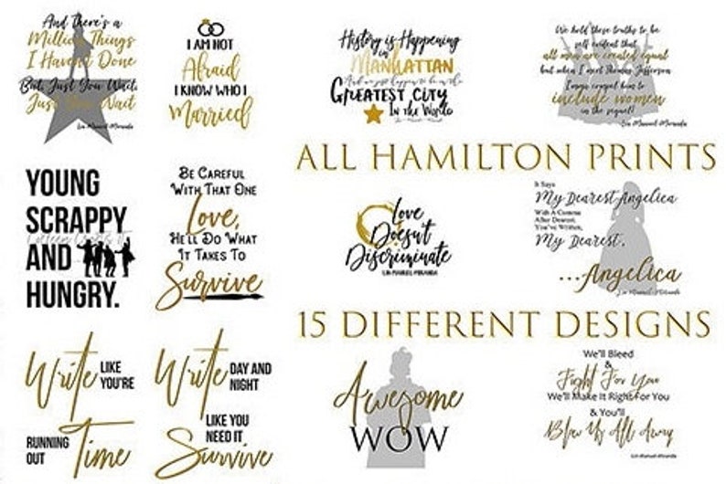 Hamilton Quotes Multipack Bundle, Printable Quote, Hamilton, Lin Manuel Miranda Quote, Hamilton Quote, A Wrinkle in Time, Instant Download image 1