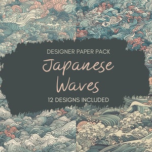 Japanese Waves PNG Clipart: Sublimation Designs (Digital Download)