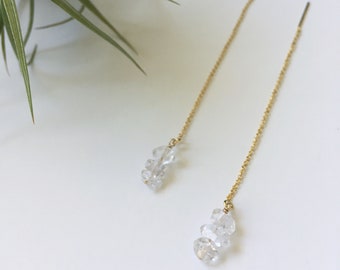 Herkimer Diamond Thread Chain Earrings
