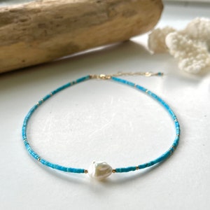 Türkis Choker | Türkis Perle Chocker | Türkis Halskette | Perlenkette