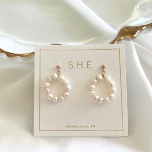 Like a Flower Pearl Stud Earrings | Goldfilled Earrings | Dainty Earrings | Pearl Earrings | Drop Stud Earrings | Minimalist | Pearl Hoop
