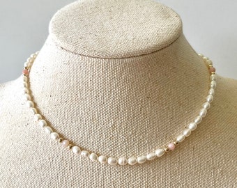 Pearl Pink Opal Choker/ Bracelet | Opal Necklace| Pearl Choker | Pearl Bracelet |