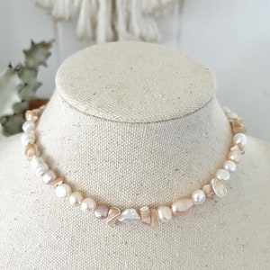 Pearl Choker: Shell Necklace, 14K Goldfilled Chain